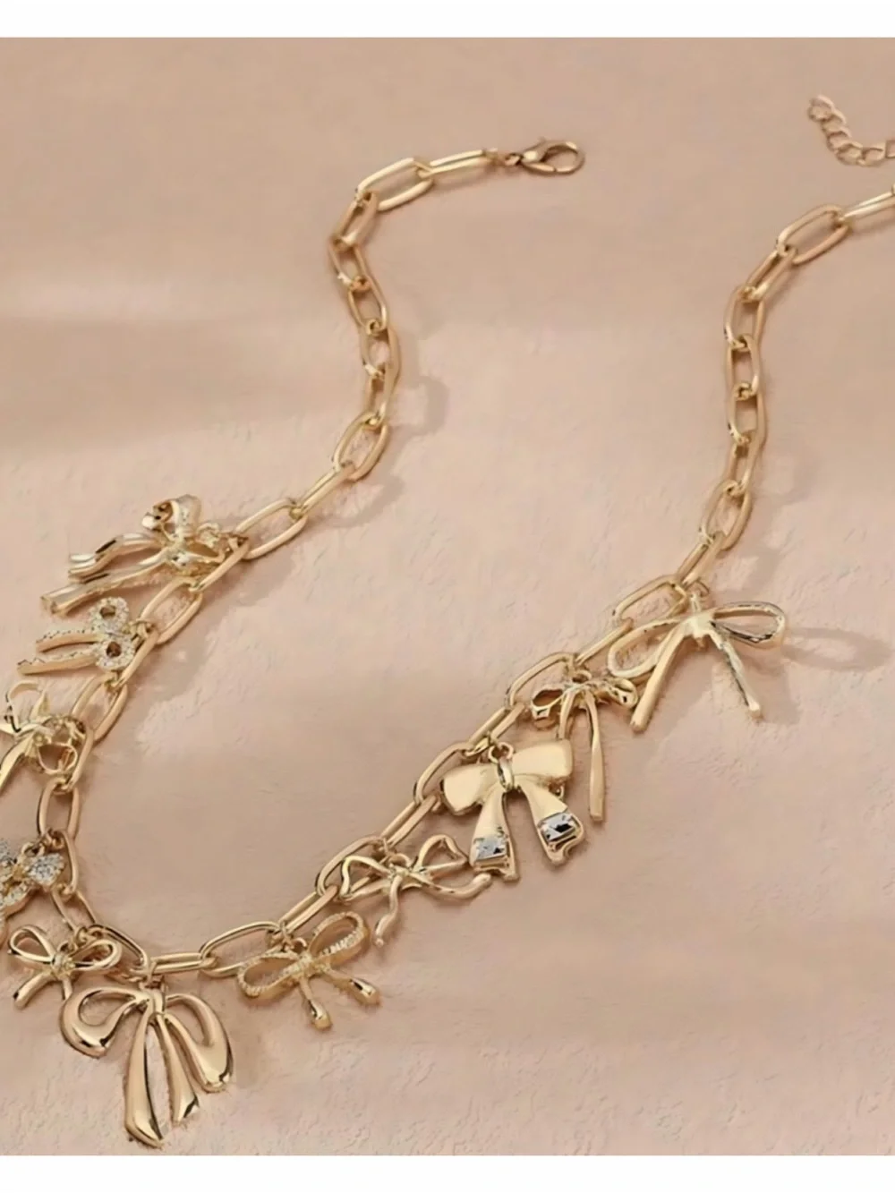 Gold Bow Adjustable Charm Necklace!